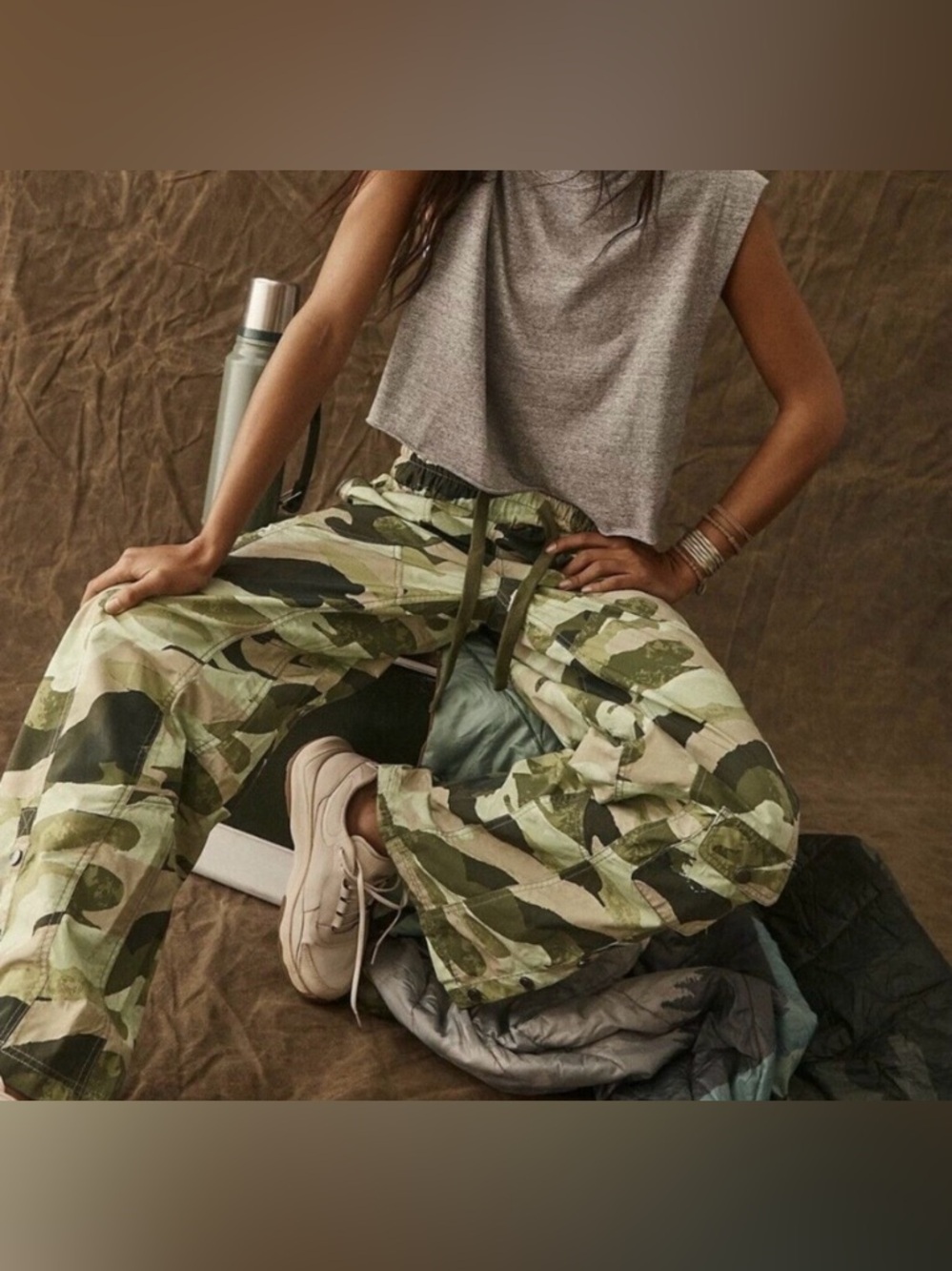 FP Movement by Free People Olive Green Camo Stadium Pants